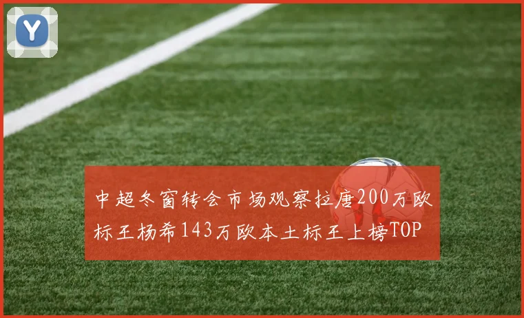 中超冬窗转会市场观察拉唐200万欧标王杨希143万欧本土标王上榜TOP20